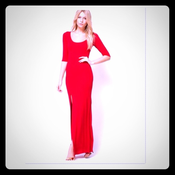 ASOS LOVE Bodycon Maxi Dress w/Side Split in Red - Picture 6 of 6